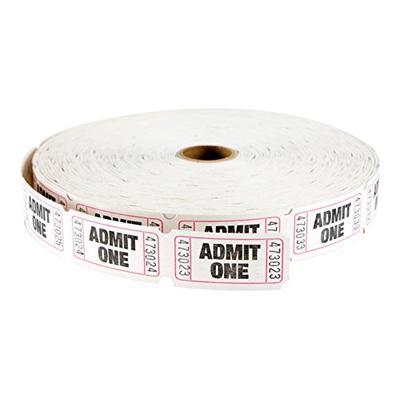 MACO Single Roll - Admit One - Tickets, 1 x 2 Inches, White, 2000 Per Roll (18-613)