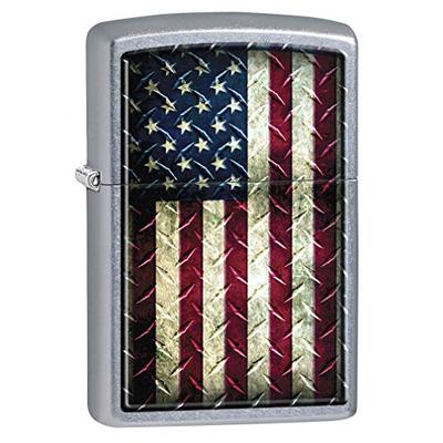 Zippo Custom Lighter: Industrial United States Flag - Street Chrome 78633
