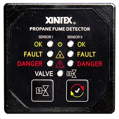 Xintex Propane Fume Detector & Alarm w/2 Plastic Sensors & Solenoid Valve - Square Black Bezel Displ