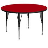 Flash Furniture 60'' Round Red Thermal Laminate Activity Table - Height Adjustable Short Legs screenshot. Learning Toys directory of Toys.