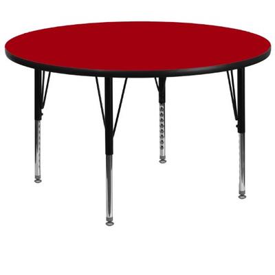 Flash Furniture 60'' Round Red Thermal Laminate Activity Table - Height Adjustable Short Legs