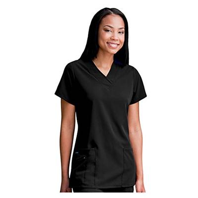 Jockey Women's Scrubs V-Neck Crossover Scrub Top, Black, 2XL