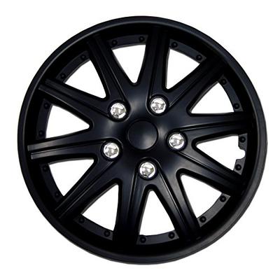 TuningPros WC-14-1027-B 14-Inches Pop On Type Improved Hubcaps Wheel Skin Cover Matte Black Set of 4