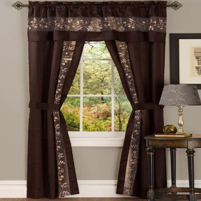 Achim Home Furnishings Kenya Window Curtain Panel, Black/White, 50 x 84-Inch, 55" x 84" Chocolate