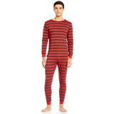 Leveret Mens Red & Grey Striped 2 Piece Pajama Set 100% Cotton Small screenshot. Underwear directory of Clothing & Accessories.