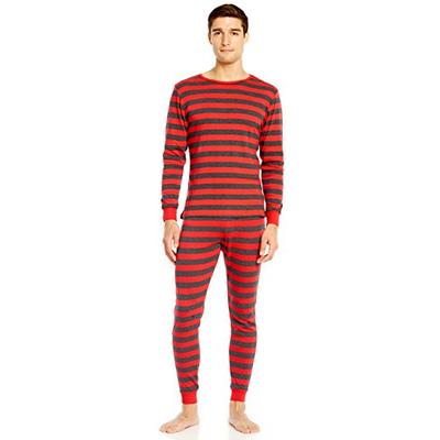 Leveret Mens Red & Grey Striped 2 Piece Pajama Set 100% Cotton Small
