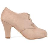 Brinley Co. Womens Vintage Round Toe High Heel Lace-up Faux Suede Booties Taupe, 8 Wide Width US screenshot. Shoes directory of Clothing & Accessories.