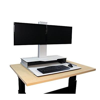 RightAngle HHBHMD2428SW Standing Desk Converter - Height Adjustable Sit Stand Desk Riser W/ Dual Mon
