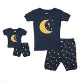 Leveret Shorts Matching Doll & Girl Moon & Stars 2 Piece Pajama Set 100% Cotton Size 5 Years screenshot. Sleepwear directory of Clothes.