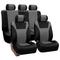 FH GROUP FH-PU003115 Racing PU Leather Seat Covers, Full Set, Airbag compatible and Split Bench, Gra