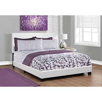 Monarch specialties I 5911Q, Bed, Leather-Look, White, Queen