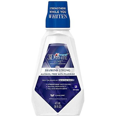 Crest 3D White Luxe Diamond Strong Anticavity Fluoride Whitening Mouth Rinse, Clean Mint 16 oz (Pack