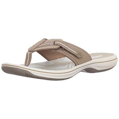 Clarks Women's Brinkley Jazz Flip Flop, Sand Synthetic, 10 Medium US