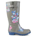Brinley Co. Womens Mizzle Rubber Patterned Rain Boots Grey, 5.5 Regular US screenshot. Shoes directory of Clothing & Accessories.