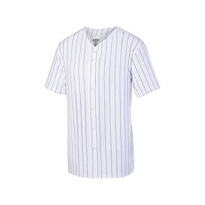 Augusta Sportswear Men's Pinstripe Full Button Baseball Jersey 3XL White/Royal