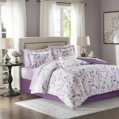 Madison Park Lafael Complete Comforter and Cotton Sheet Set Purple Queen