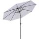 Parasol en métal rond polyester 180g/m² manivelle inclinable ø 3 x 2,45 m blanc - Blanc