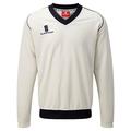 Surridge Boys Junior Fleece Lined Sweater Sports / Cricket (LB) (White/ Navy trim)