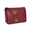 A1 FASHION GOODS Ladies Real Leather Flap Over Shoulder Bag Classic Casual Cross Body Messenger Bag - Jill (Red)