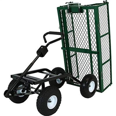Sunnydaze Utility Steel Dump Garden Cart, Outdoor Lawn Wagon with Removable Sides, Heavy-Duty 660 Po