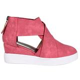Brinley Co. Womens SEB Athleisure D'orsays Criss-Cross Sneaker Wedges Pink, 11 Regular US screenshot. Shoes directory of Clothing & Accessories.