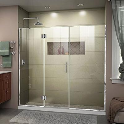 DreamLine Unidoor-X 68-68 1/2 in. W x 72 in. H Frameless Hinged Shower Door in Chrome, D3301472L-01