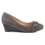Brinley Co. Womens Gael Faux Suede Buckle Detail Comfort-Sole Wedges Grey, 7.5 Regular US screenshot. Shoes directory of Clothing & Accessories.