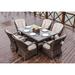 One Allium Way® Fraser 7 Piece Outdoor Dining Set w/ Cushion Glass/Wicker/Rattan in Brown | 30.31 H x 62.99 W x 39.37 D in | Wayfair