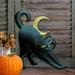 The Holiday Aisle® Spooky Halloween Cat Wooden Door Mural Wood in Black/Brown/Yellow | 24 H x 18 W x 0.25 D in | Wayfair