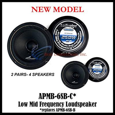 4 Audiopipe APMB-6SB-C Two Pair 6-6.5" Sealed Back Full Range Loud Speaker Mid