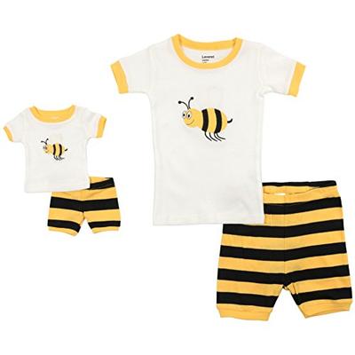Leveret Shorts Matching Doll & Girl Bumble Bee 2 Piece Pajama Set 100% Cotton Size 6 Years