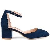 Brinley Co. Womens Edsey Faux Suede Ankle Strap Scalloped Pumps Navy, 8 Regular US screenshot. Shoes directory of Clothing & Accessories.