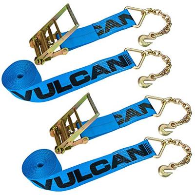 Vulcan Heavy Duty Chain Anchor Ratchet Straps - 4" x 30', 6600 lbs. SWL 2 Pack