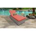 Florence Chaise Outdoor Wicker Patio Furniture w/ Side Table in Tangerine - TK Classics Florence-1X-St-Tangerine