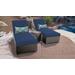 Barbados Chaise Set of 2 Outdoor Wicker Patio Furniture w/ Side Table in Navy - TK Classics Barbados-2X-St-Navy