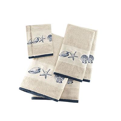 Madison Park Bayside Embroidered Cotton Jacquard 6 Piece Towel Set Blue See Below