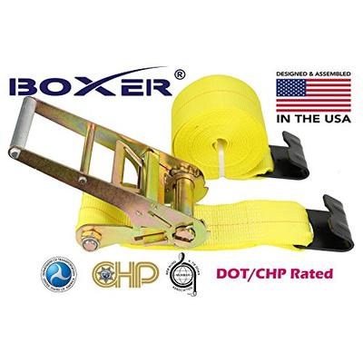 (2) Boxer Dual Locking DOT 4" X 30' Ratchet Straps W/ Flat Hooks Flatbed Truck Trailer Tie Down 5400