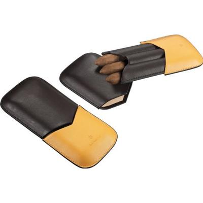 Visol "Isaiah Brown & Yellow Leather 3 Finger Cigar Case