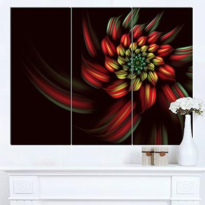 Designart MT14099-3P Red Abstract Fractal Flower Spiral - Flower Glossy Metal Wall Art,Red,36x28