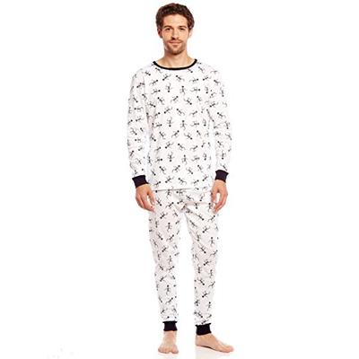 Leveret Men's White Skeleton 2 Piece Pajama Set 100% Cotton (Small)