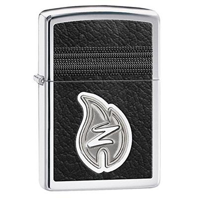Zippo Flame and Leather Image Attached Pocket Lighter