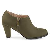 Brinley Co. Womens Sadra Faux Suede Low-Cut Comfort-Sole Ankle Booties Olive, 9 Regular US screenshot. Shoes directory of Clothing & Accessories.