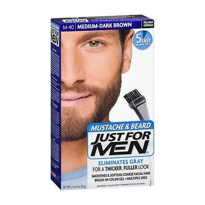 Just For Men Mustache & Beard Brush-In Color Gel Medium-Dark Brown M-40-1 ea, Pack of 6