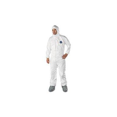 Tyvek Elastic-Cuff Hooded Coveralls W/boots, White, X-Large, 25/carton