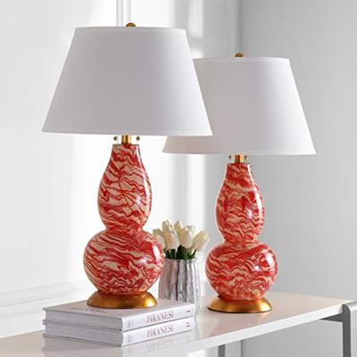 Safavieh Lighting Collection Color Swirls Red and White 28.5-inch Table Lamp (Set of 2)