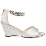 Brinley Co. Womens Jeweled Open-Toe Wedge White, 6.5 Regular US screenshot. Shoes directory of Clothing & Accessories.