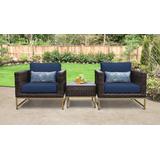 Amalfi 3 Piece Outdoor Wicker Patio Furniture Set 03a in Navy - TK Classics Amalfi-03A-Gld-Navy