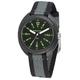 JACQUES FAREL STH 11 Boys' Luminous Hands Analogue Quartz Watch Fabric Strap Black Grey Stripes, Black / Grey, Strap