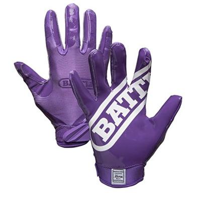 Battle 9323AXL Double Threat Football Gloves, Purple/Purple, X-Large