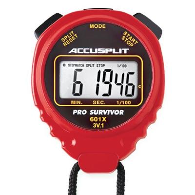 ACCUSPLIT Pro Survivor - A601XBK Stopwatch, Clock, Extra Large Display (Red)